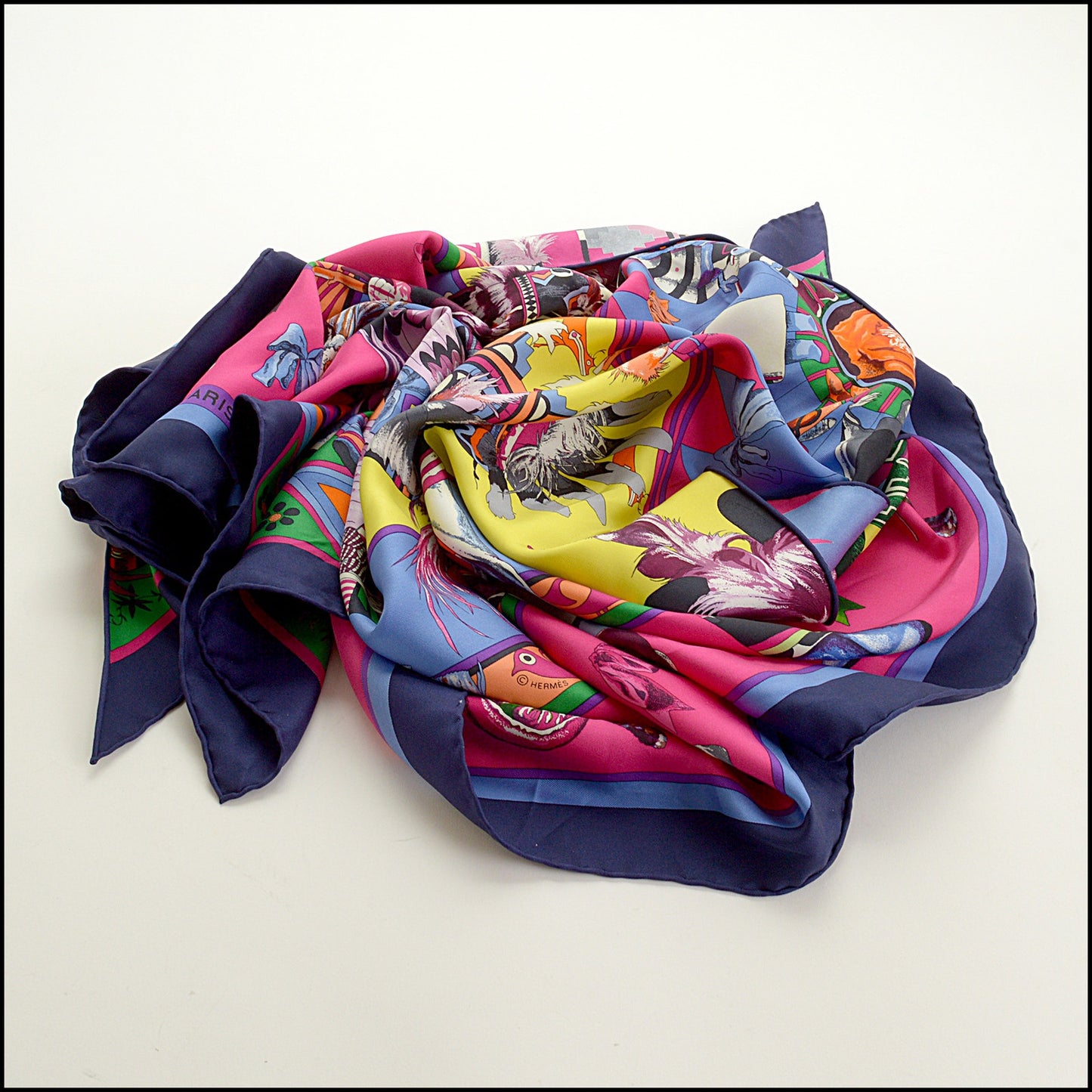 RDC15479 HERMES Purple Kachinas Large Triangle Scarf Shawl