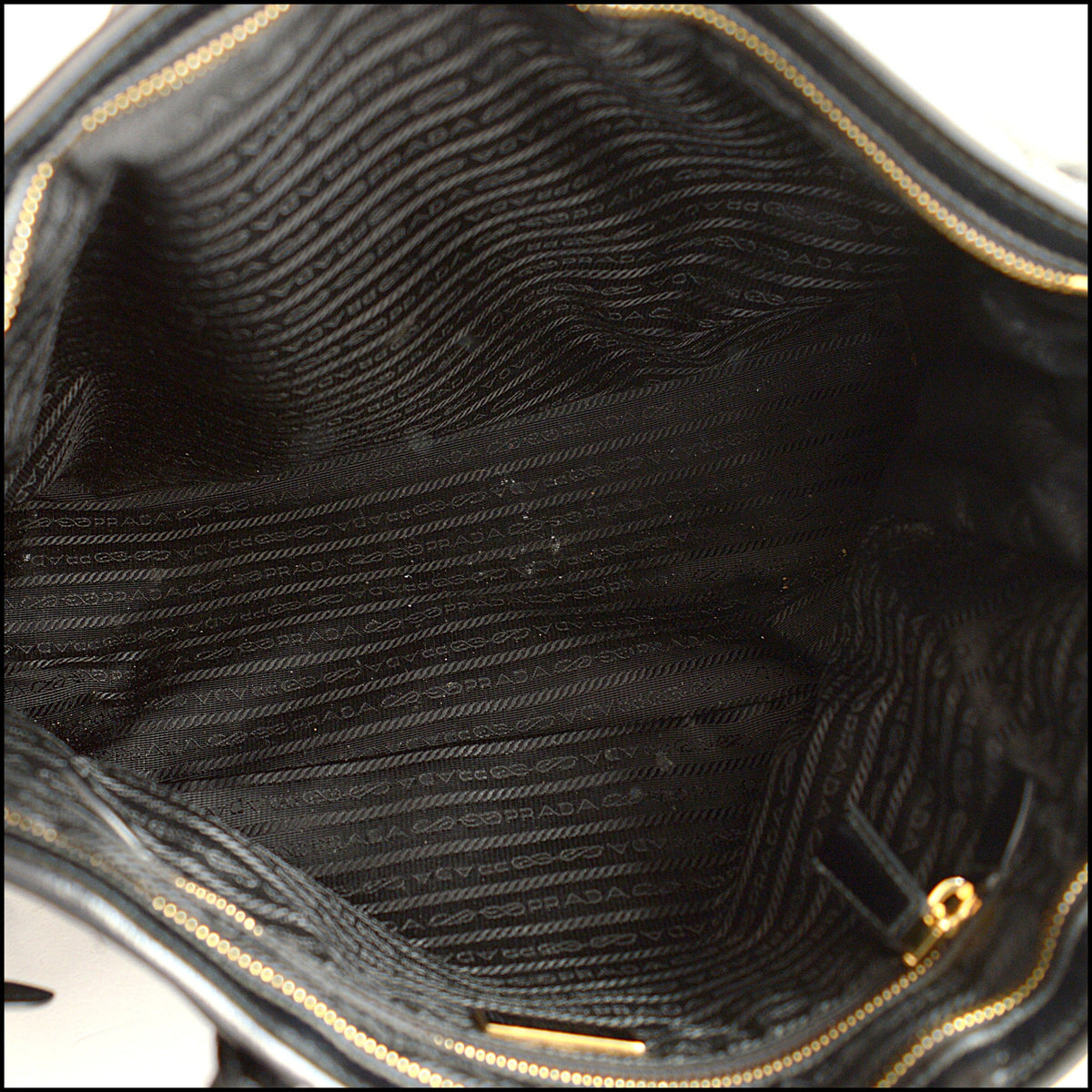 RDC15671 PRADA Black Glossy Calfskin Large Bonnie Bag