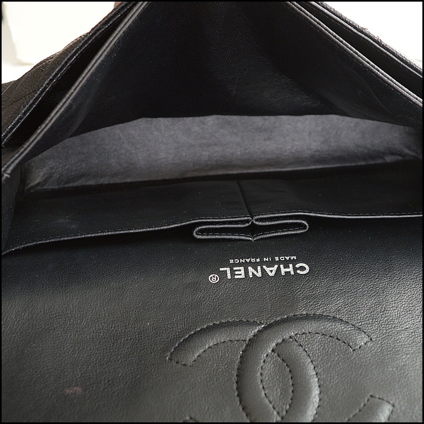 RDC15013 CHANEL '10 Black Caviar Leather Classic 11.12 Double Flap Bag