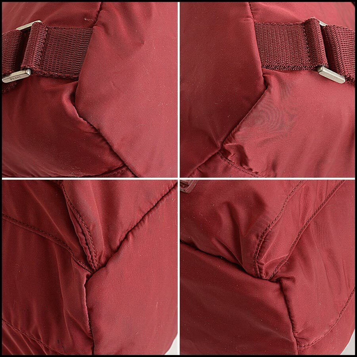 RDC11285 Authentic PRADA Vintage Red Tessuto Nylon Double-Pocket Small Backpack