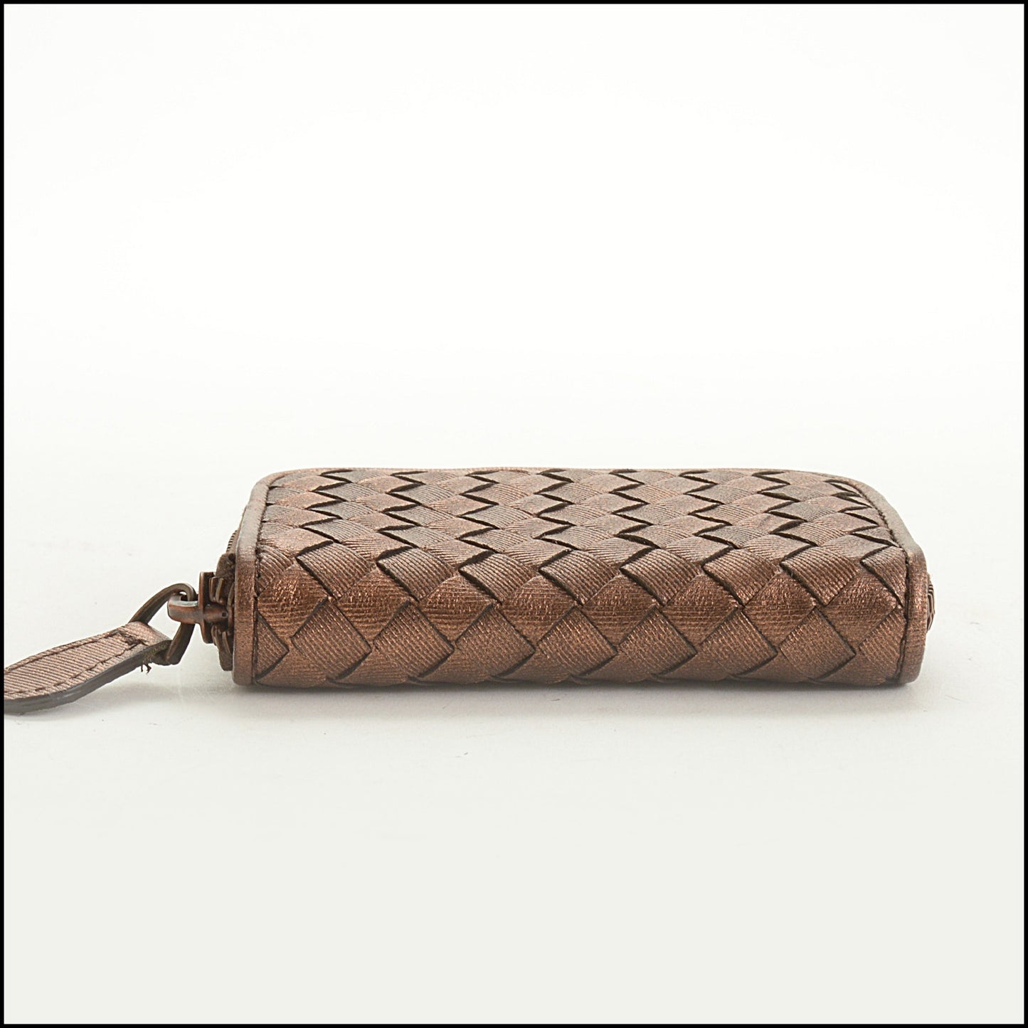 RDC15340 BOTTEGA VENETA '08 Bronze Intrecciato Zipped Card Case Wallet