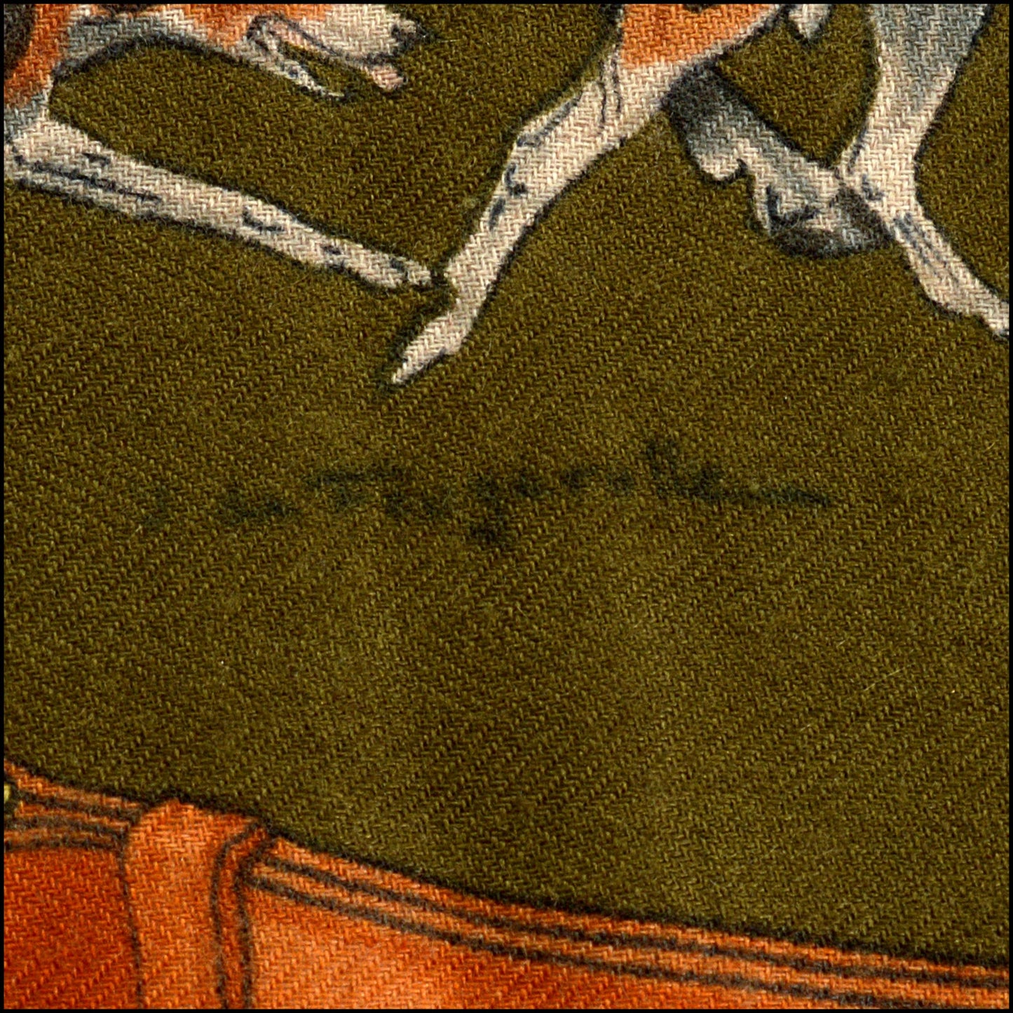 RDC15092 HERMES Vintage Green Cashmere, "Le Bien Aller" 90 Scarf