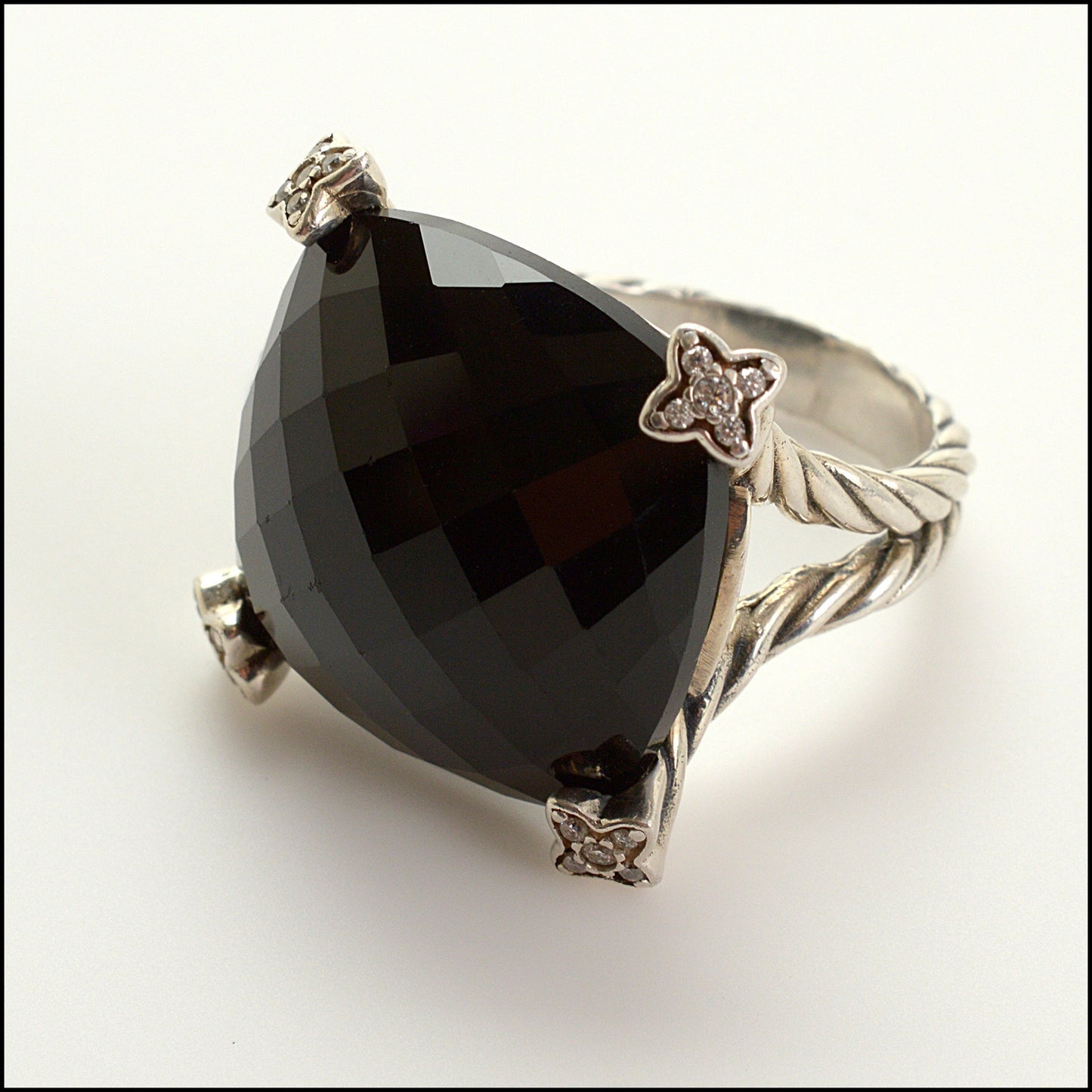 RDC15026 DAVID YURMAN Large Faceted Onyx Chatelaine Albion Diamond Ring Size 6.75