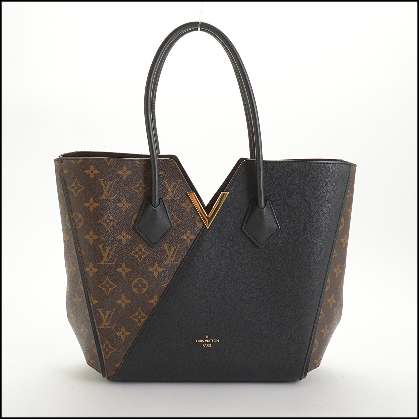 RDC14682 LOUIS VUITTON 2017 Black Leather/Monogram Canvas Kimono MM Tote Bag
