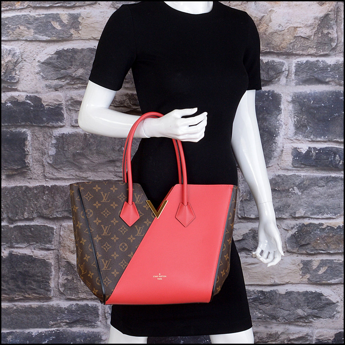 RDC15696 LOUIS VUITTON 2016 Monogram/Red Kimono Poppy Tote Bag