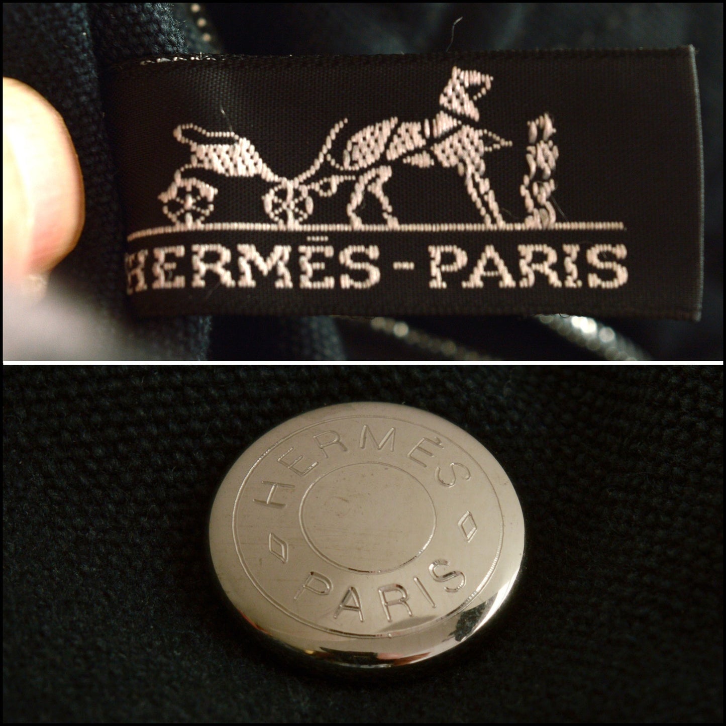 RDC15582 HERMES Black Canvas Fourre-Tout PM Mini Tote Bag