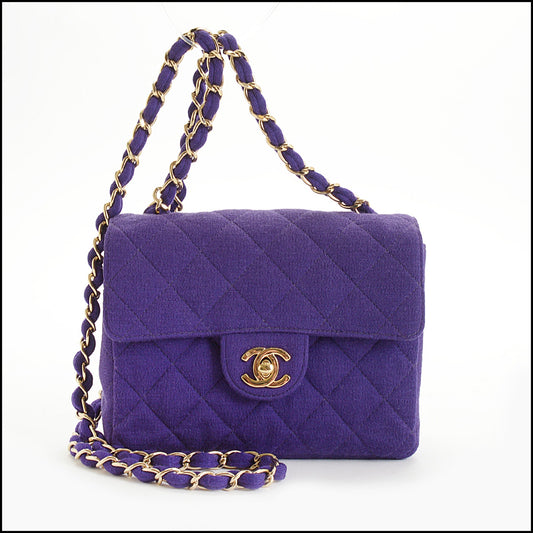 RDC14966 CHANEL '00-02 Purple Jersey Classic Square Mini Flap Bag
