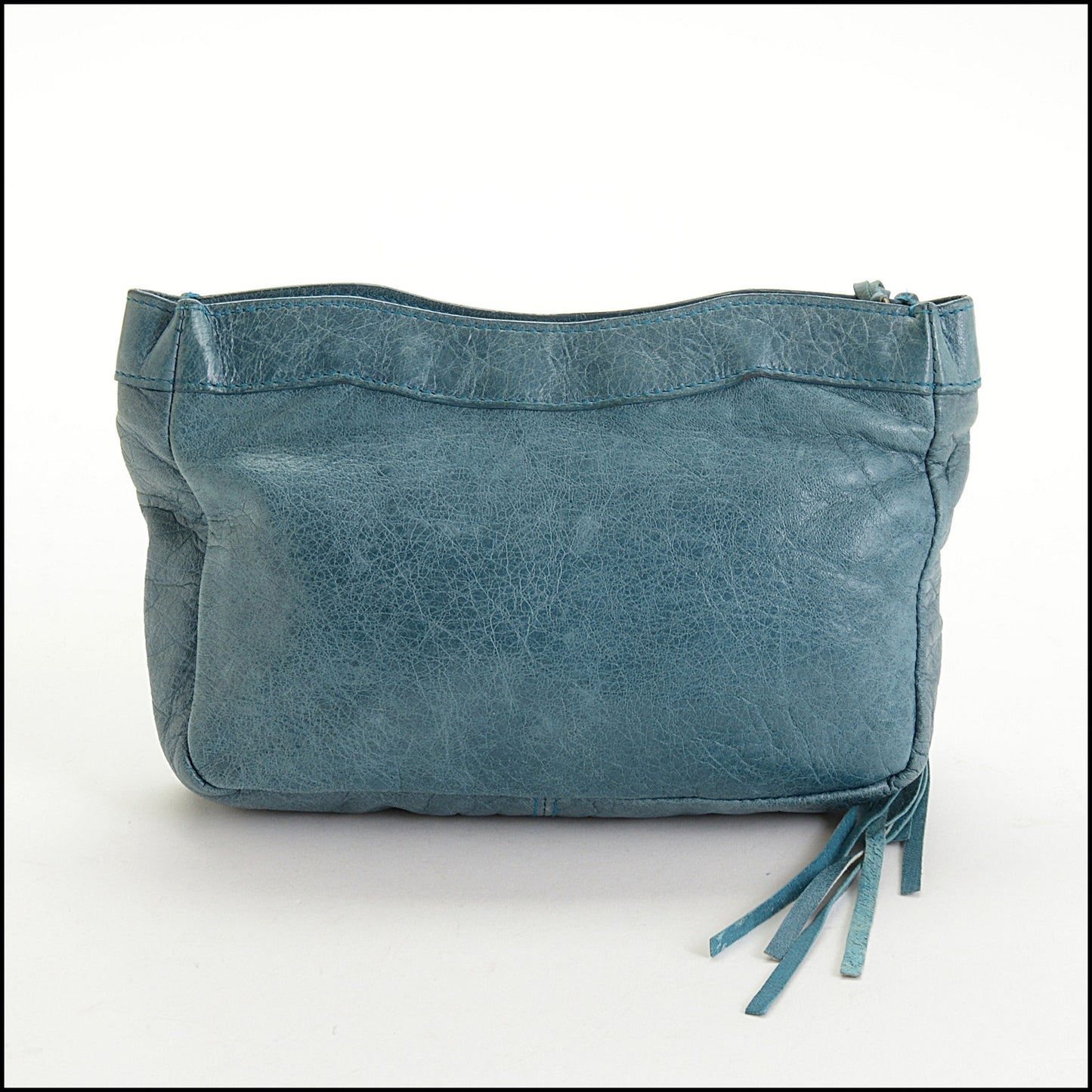 RDC14901 BALENCIAGA '05 Teal Blue Chevre Goatskin Makeup Clutch