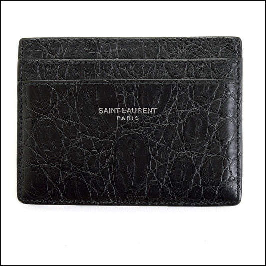 RDC14446 Saint Laurent Black Faux Alligator Card Holder