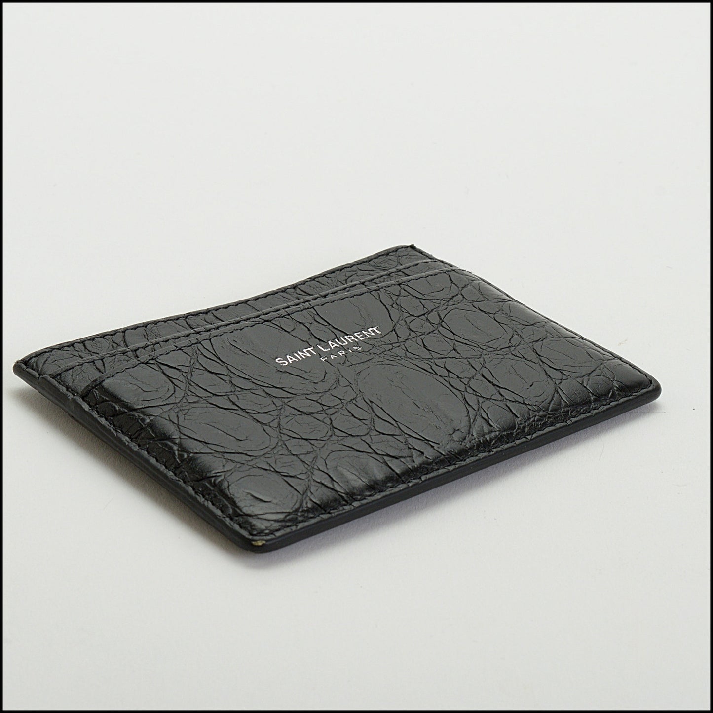 RDC14446 Saint Laurent Black Faux Alligator Card Holder