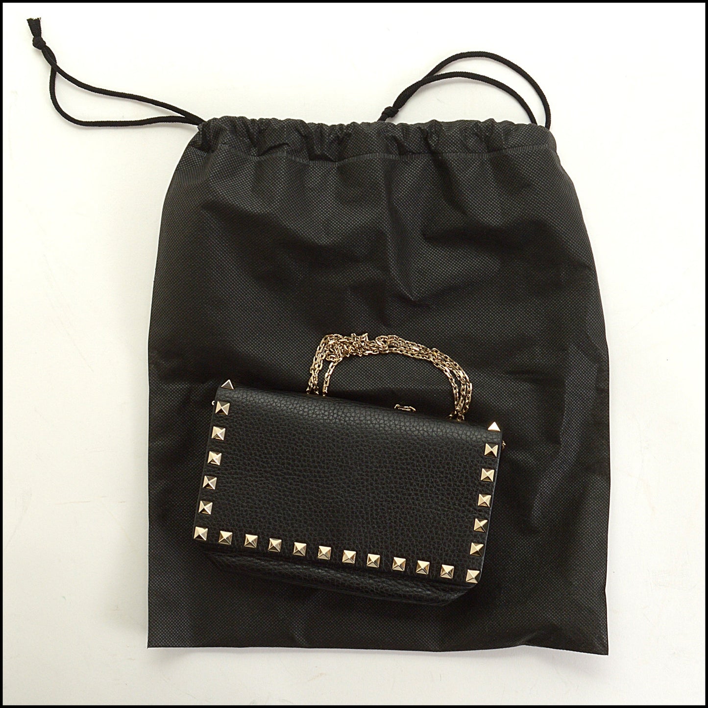 RDC15039 VALENTINO Black Leather Mini Rockstud Crossbody Bag