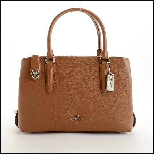 RDC15490 COACH Saddle Brown Pebbled Leather Brooklyn 28 Carryall