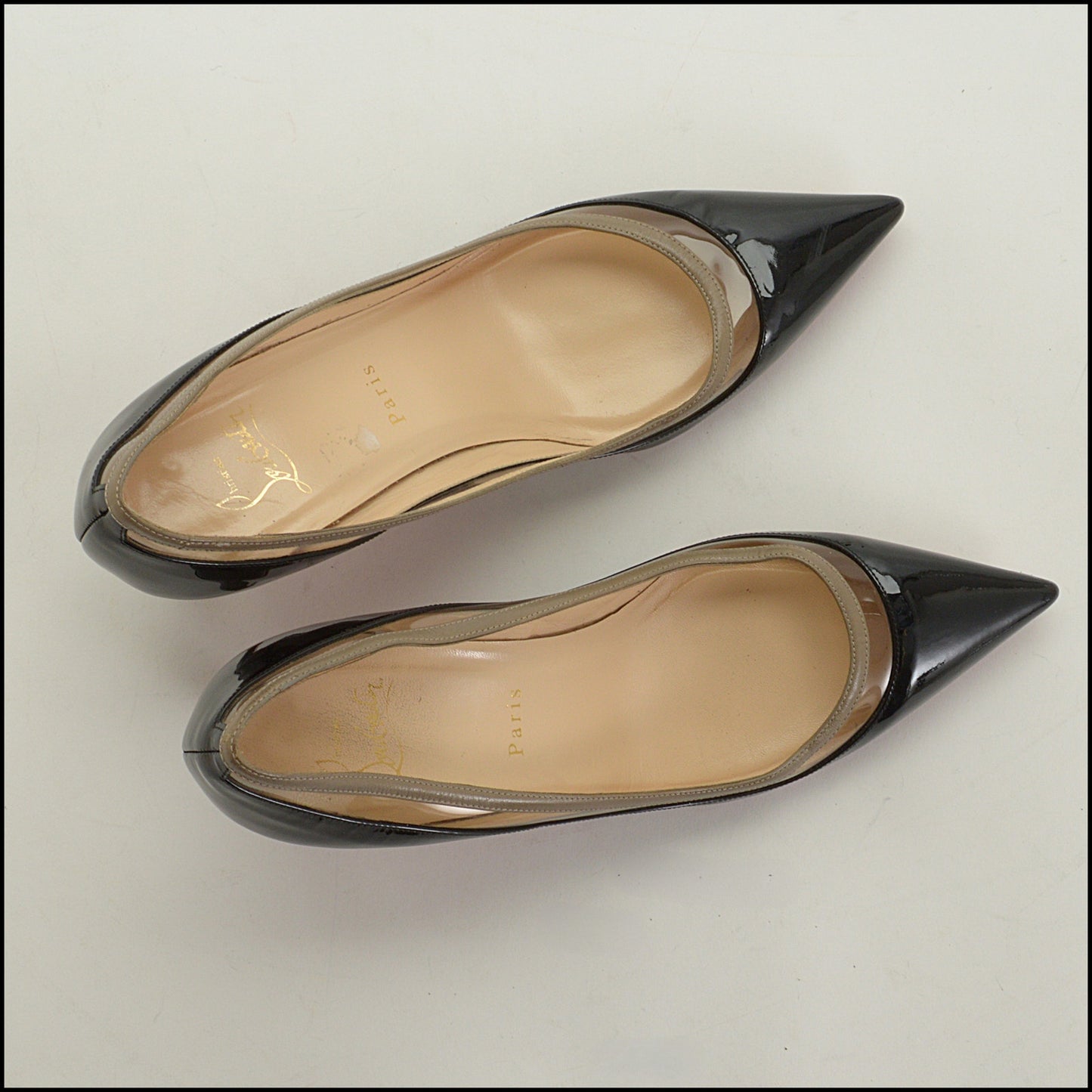 RDC15187 CHRISTIAN LOUBOUTIN Black Patent Leather and Nude Paulina Pumps Size 40