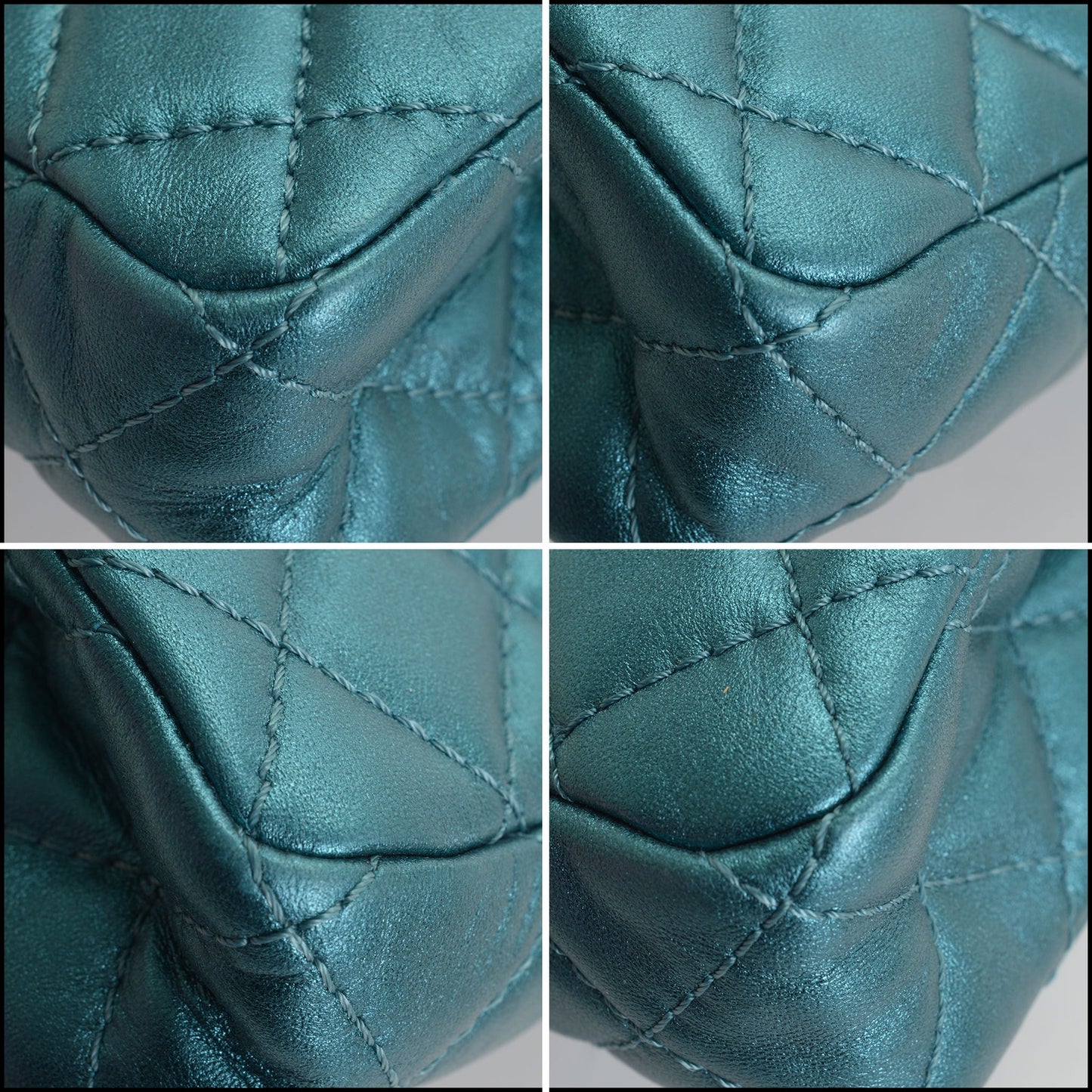 RDC14970 CHANEL '08-09 Teal Metallic Reissue Flap Clutch Snake Chain Shoulder Bag