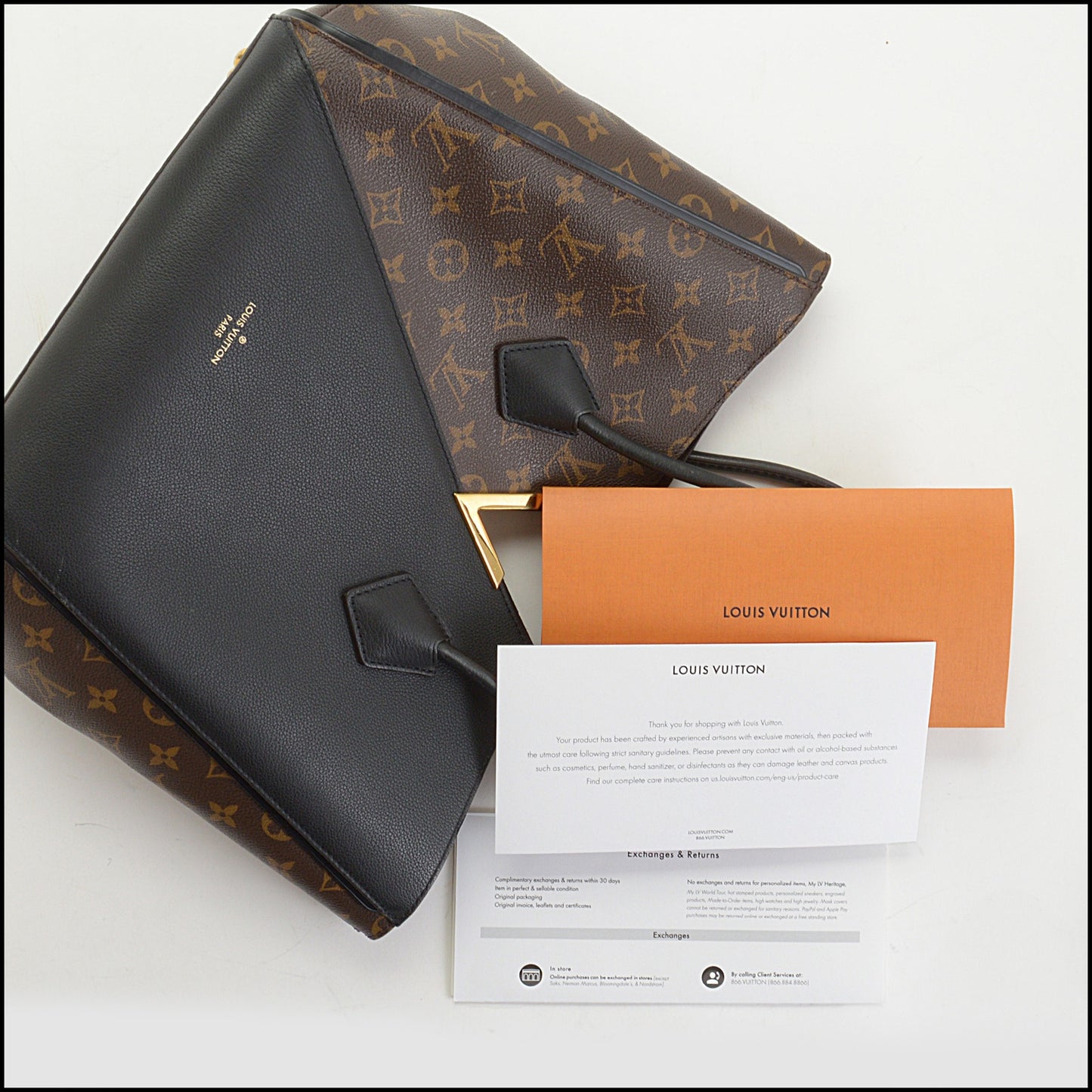 RDC14682 LOUIS VUITTON 2017 Black Leather/Monogram Canvas Kimono MM Tote Bag