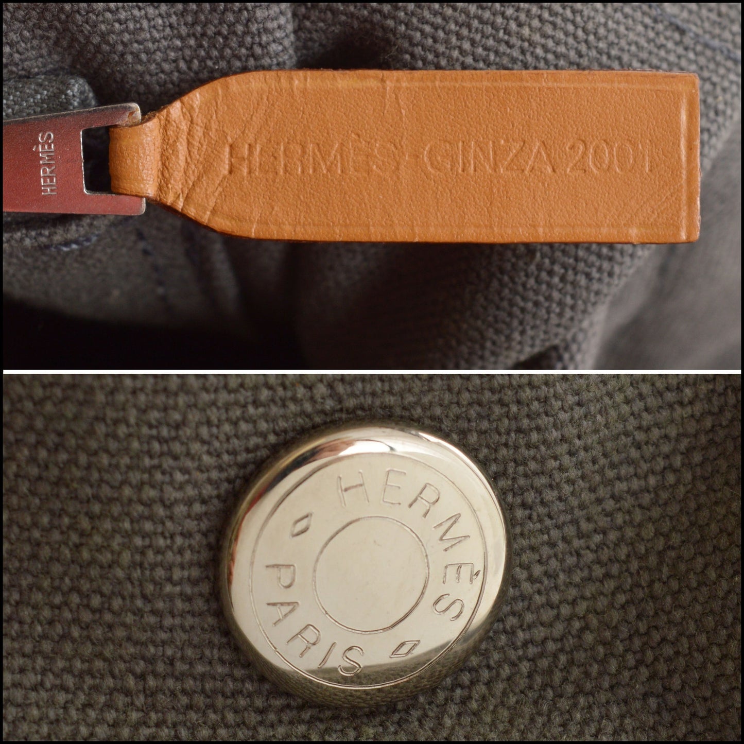 RDC15581 HERMES '01 Grey Canvas Ginza Fourre-Tout PM Mini Bag