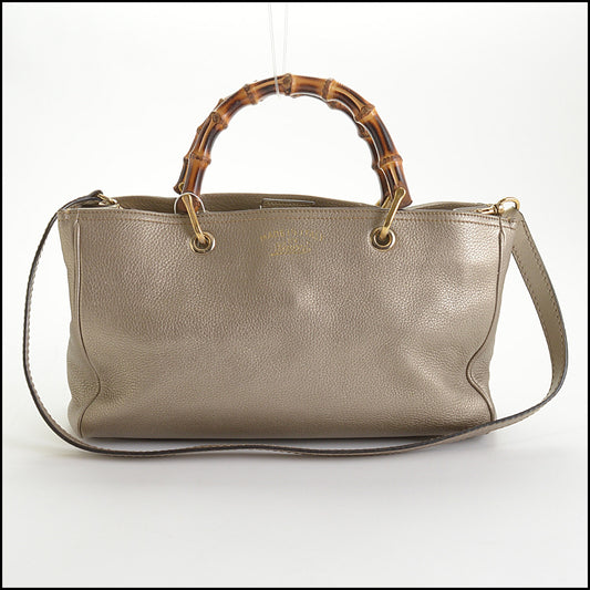 RDC14458 Gucci Metallic Medium Calfskin Bamboo Shopper Satchel