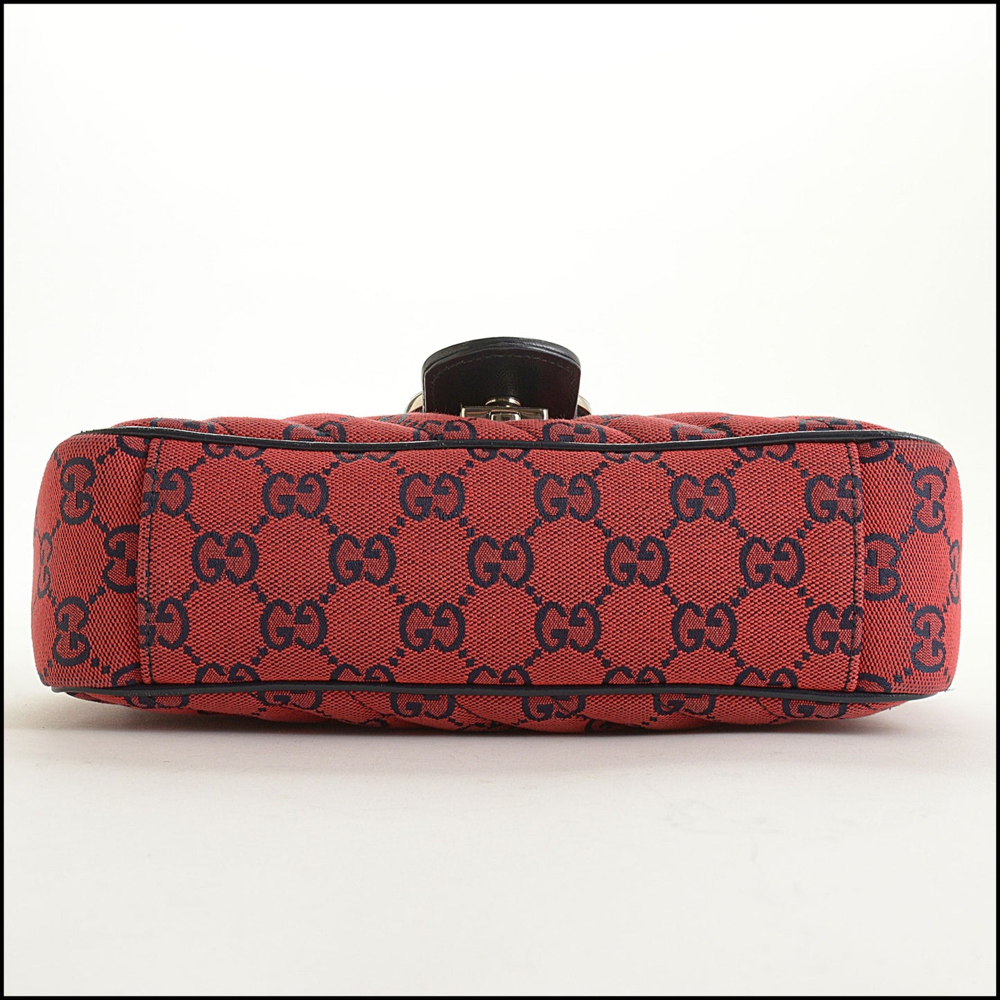 RDC15585 GUCCI Red Monogram Matelasse Diagonal Canvas Marmont Flap Bag