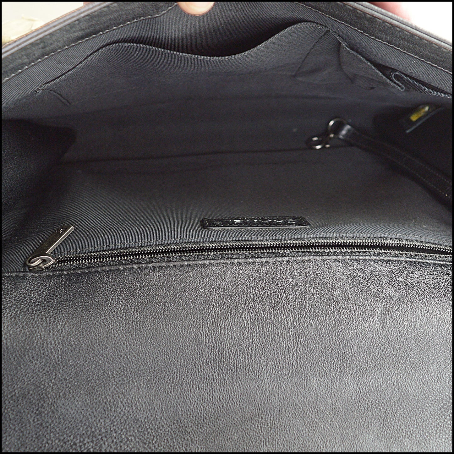 RDC15015 CHANEL '13-'14 Black Leather Quilted Large Boy Bag