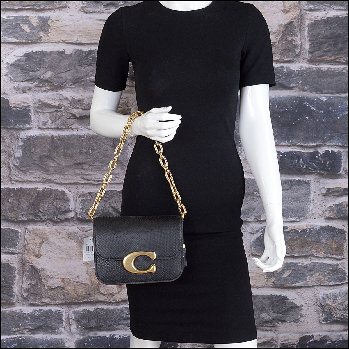 RDC15022 COACH Black Python Idol Crossbody Chain Strap Bag