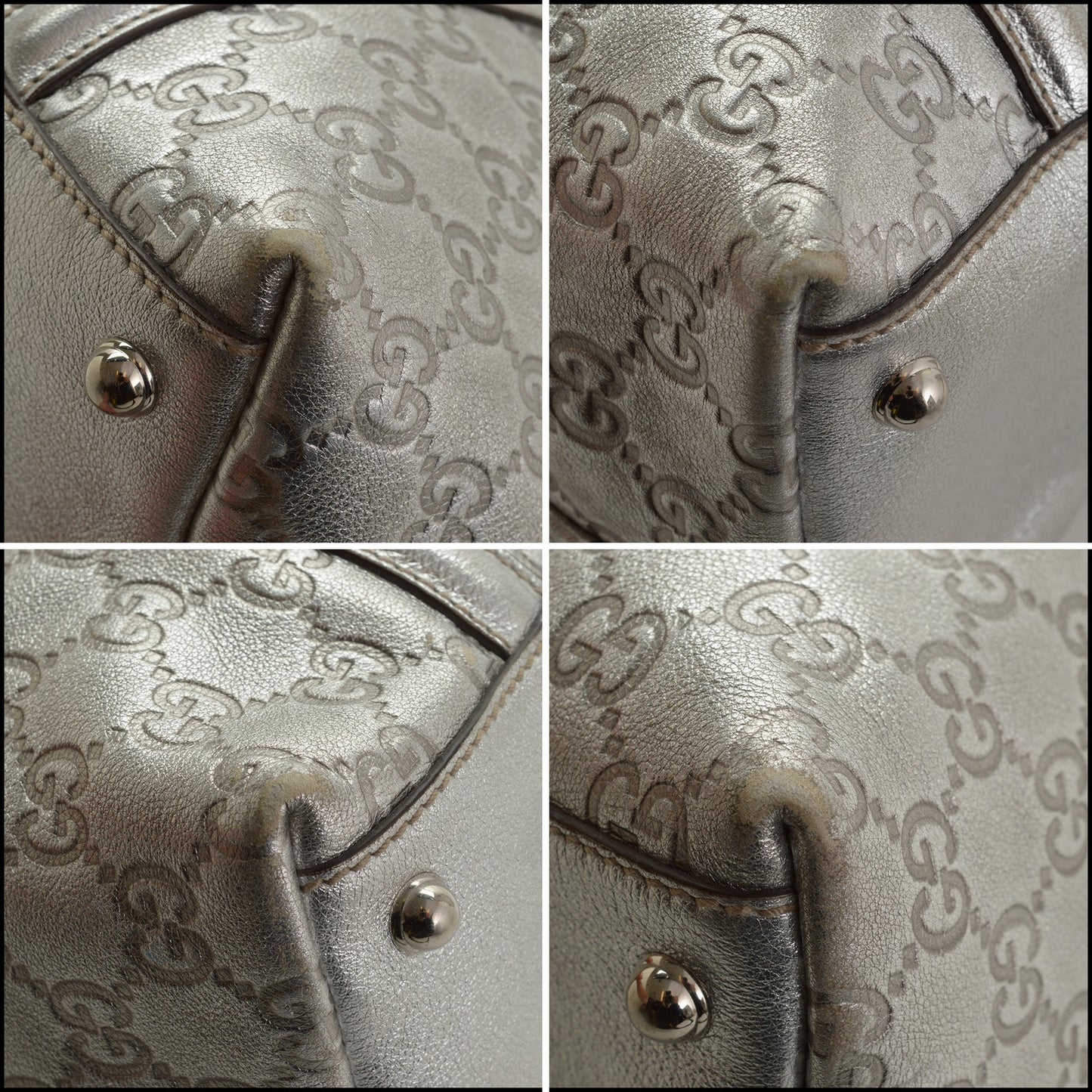 RDC15033 GUCCI Silver Guccissima Leather GG Britt Tote Bag