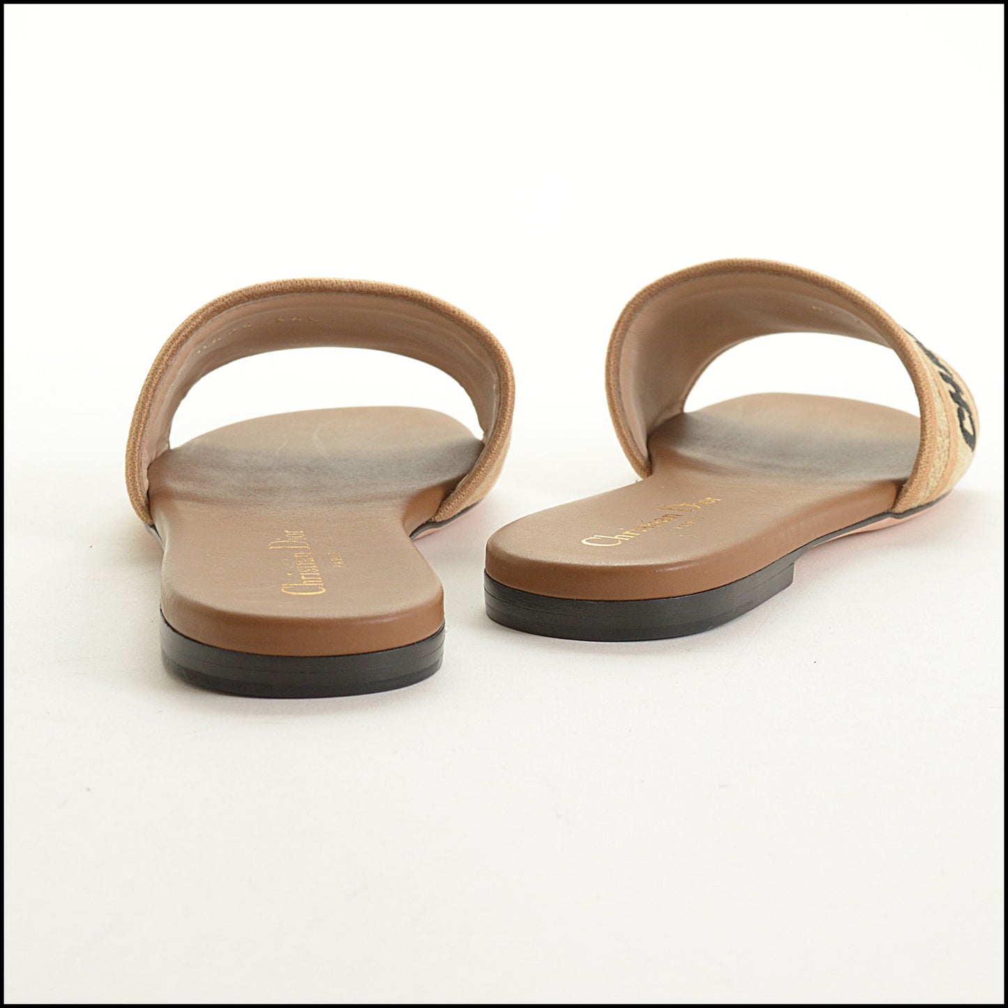RDC15554 CHRISTIAN DIOR Chestnut Dway Black Logo Slide 36.5
