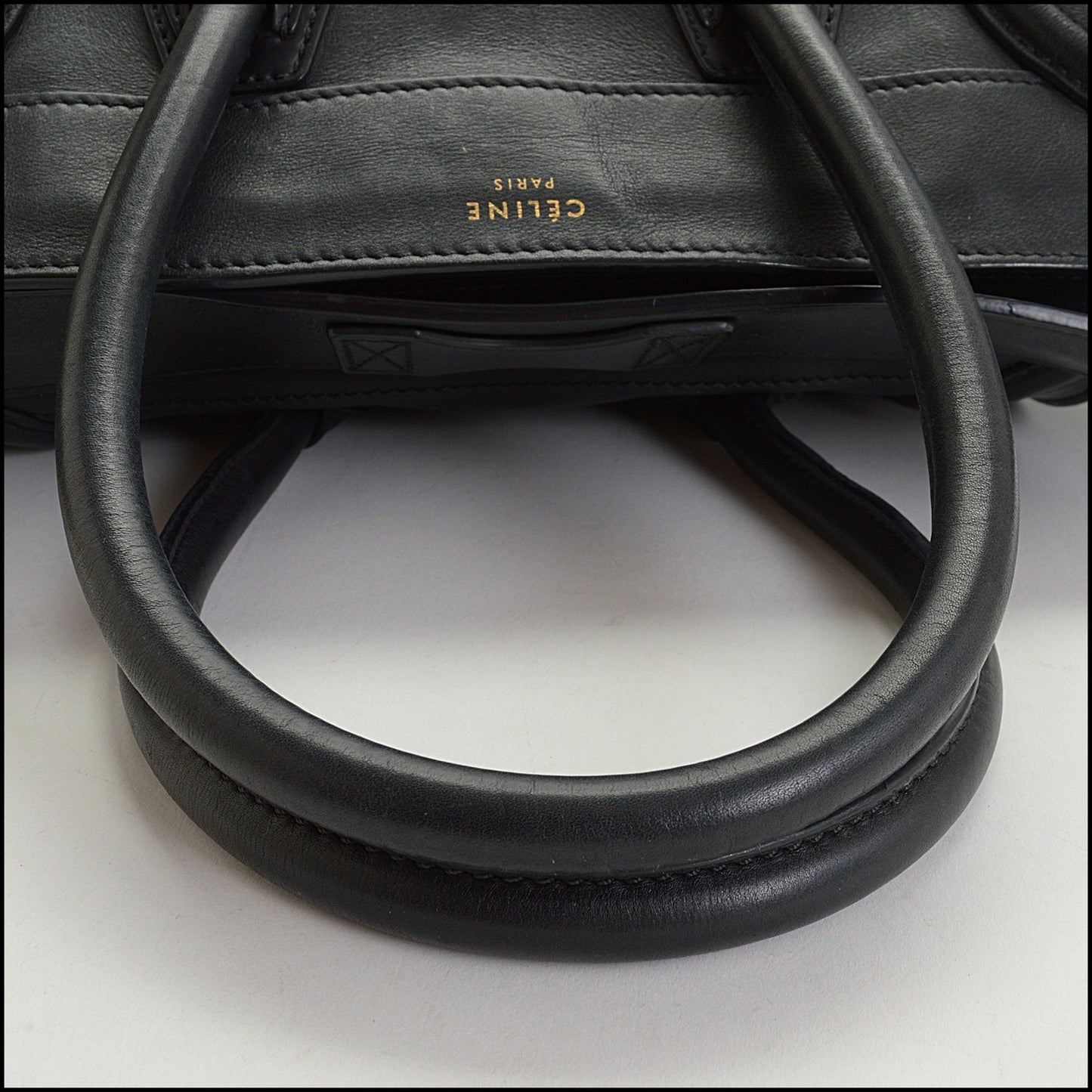 RDC14877 CELINE Black Leather Mini Luggage Tote Bag