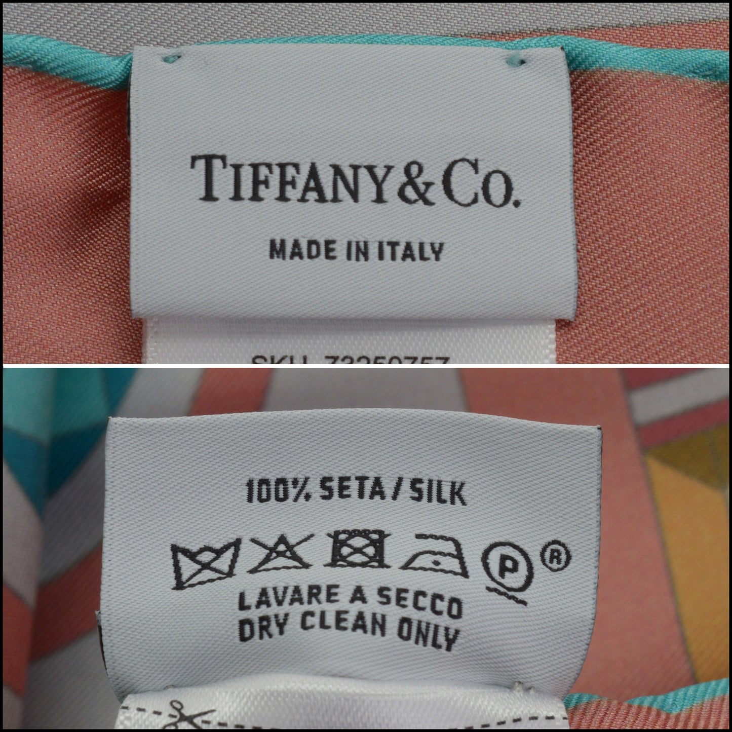 RDC15217 TIFFANY & CO. Terracotta Gem Border Silk Scarf 90cm