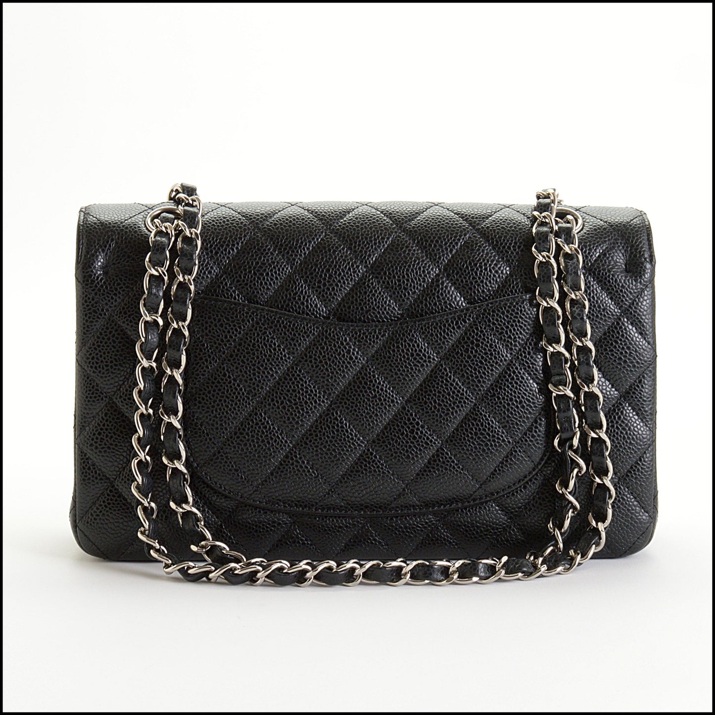 RDC15013 CHANEL '10 Black Caviar Leather Classic 11.12 Double Flap Bag