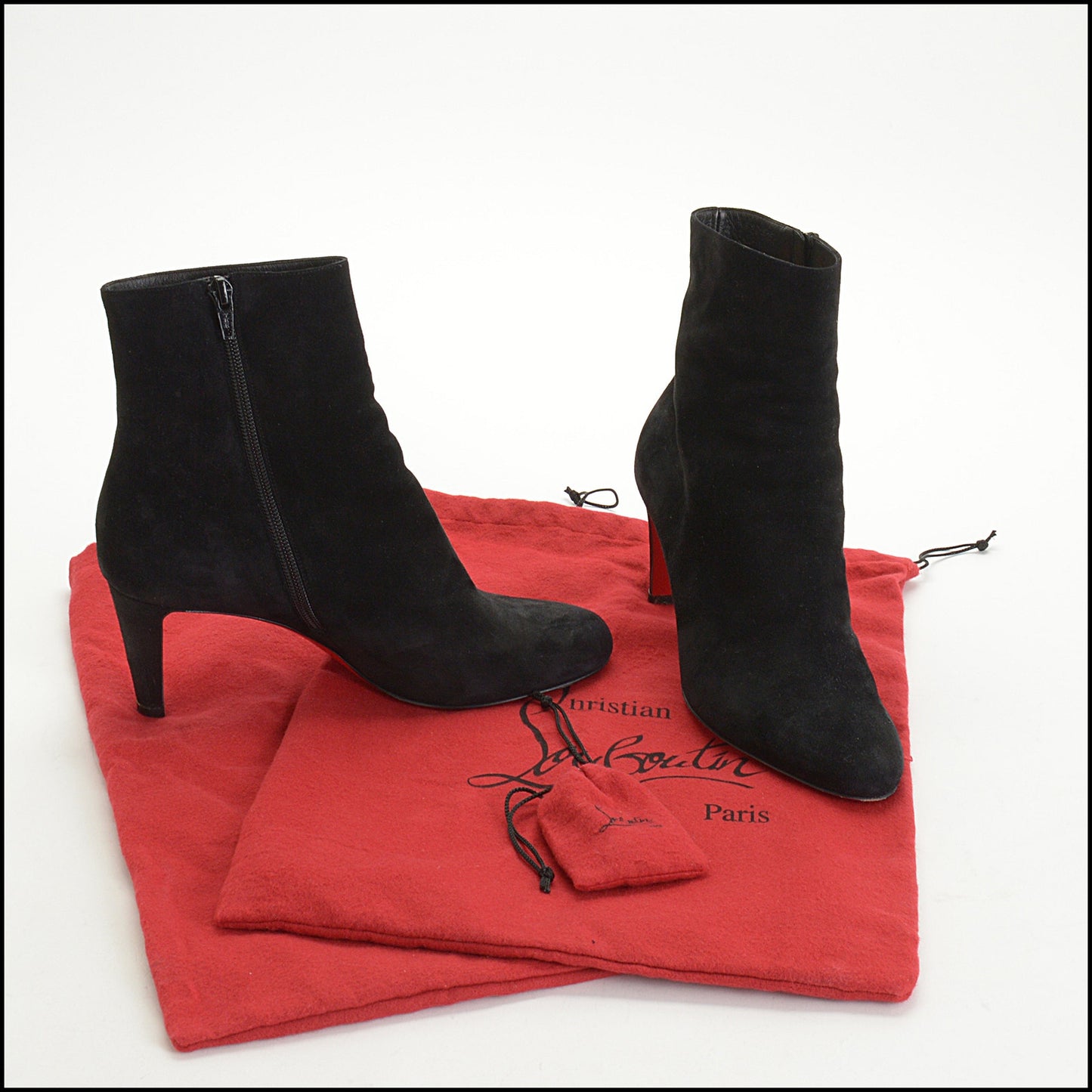 RDC14943 CHRISTIAN LOUBOUTIN Black Suede High Heel Boots Size 39.5