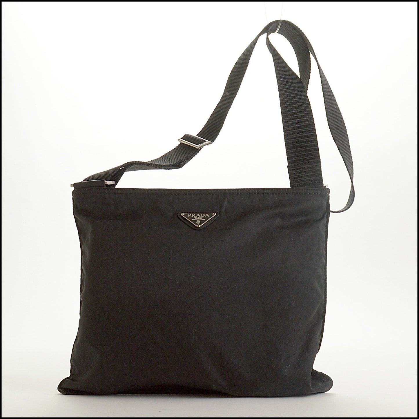 RDC15475 PRADA Black Nylon Flat Messenger Bag