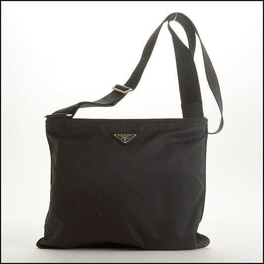 RDC15475 PRADA Black Nylon Flat Messenger Bag