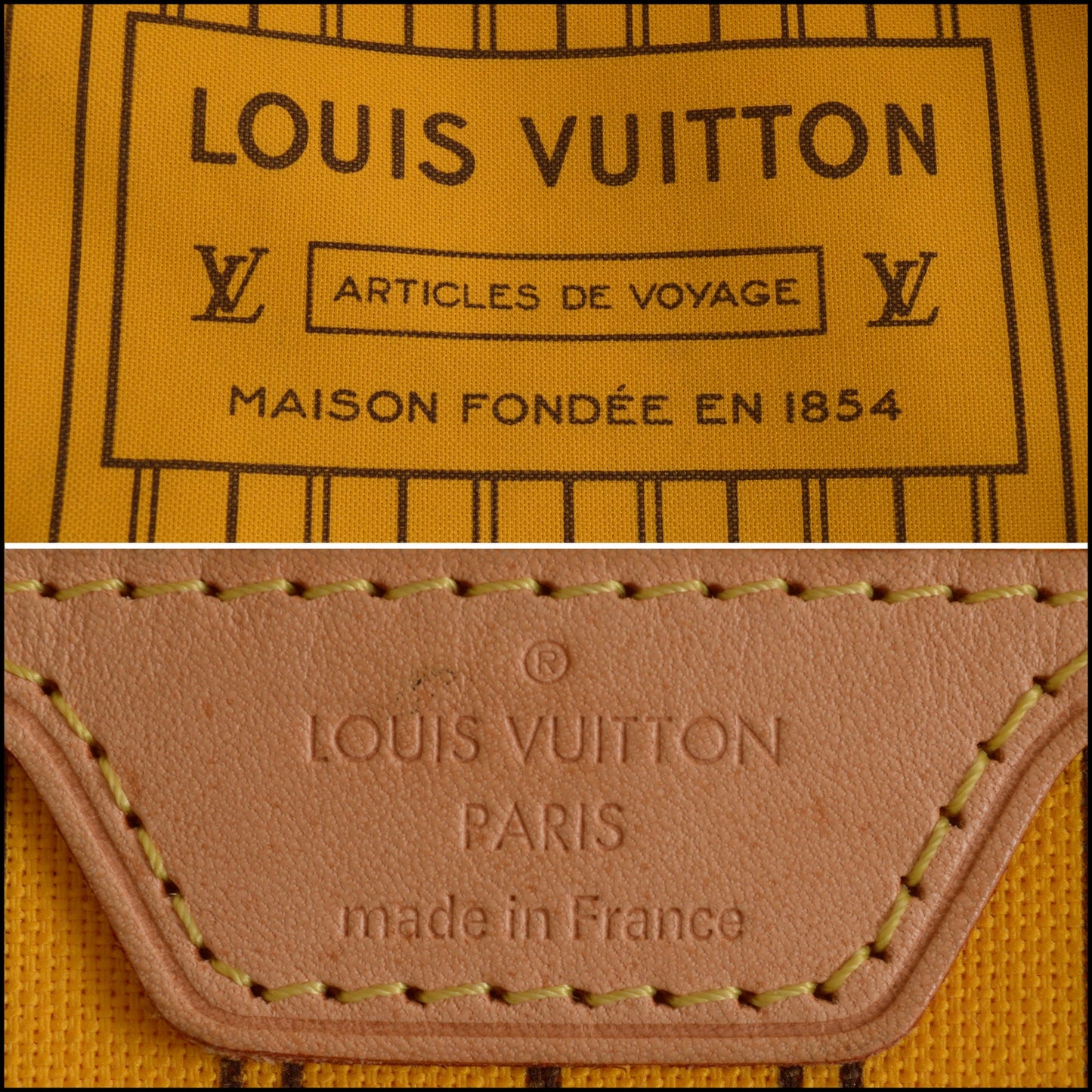 RDC15400 LOUIS VUITTON '14 Brown Monogram Canvas Mimosa Yellow Neverfull MM Tote with Pouch