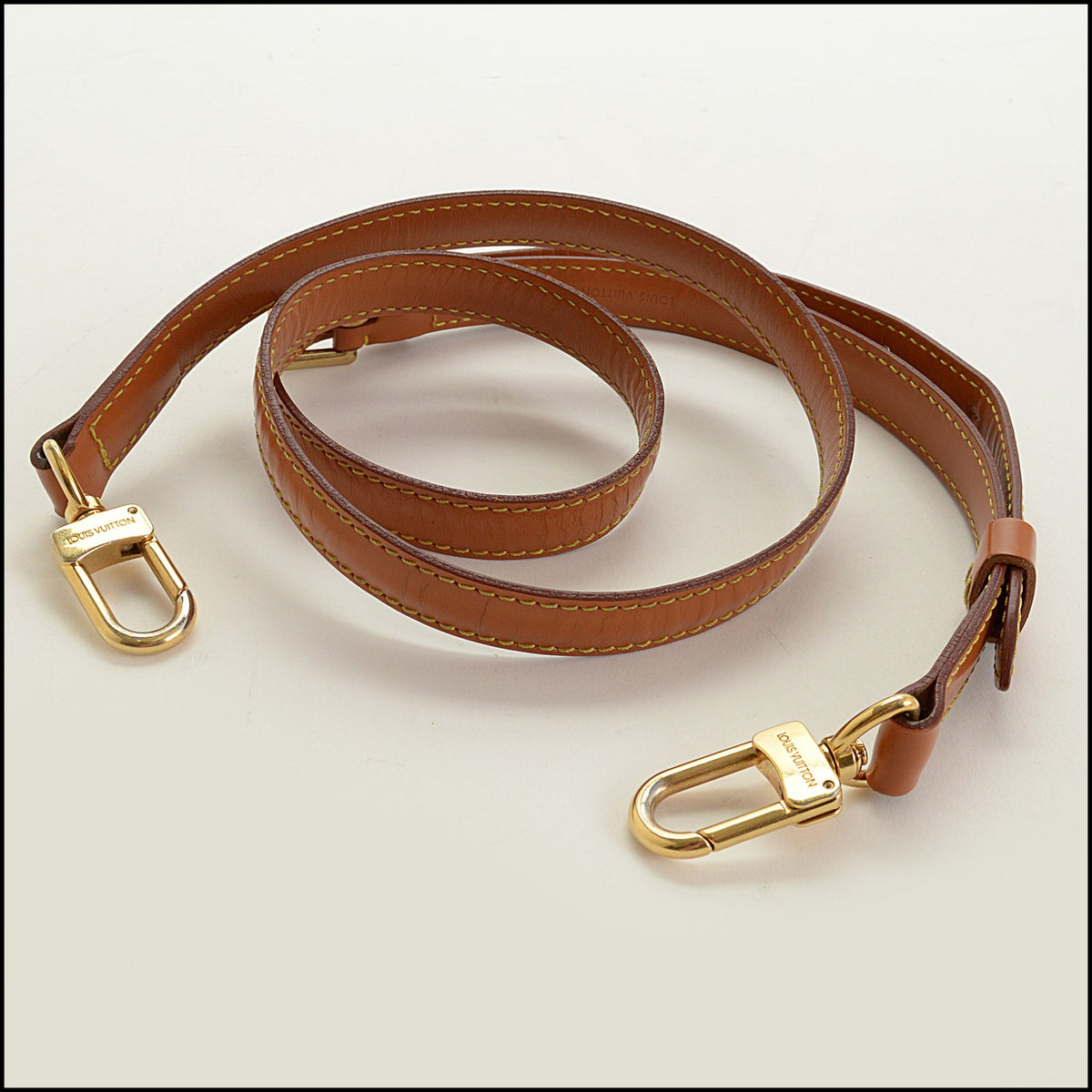 RDC15733 LOUIS VUITTON Cognac Leather Long Narrow Shoulder Strap