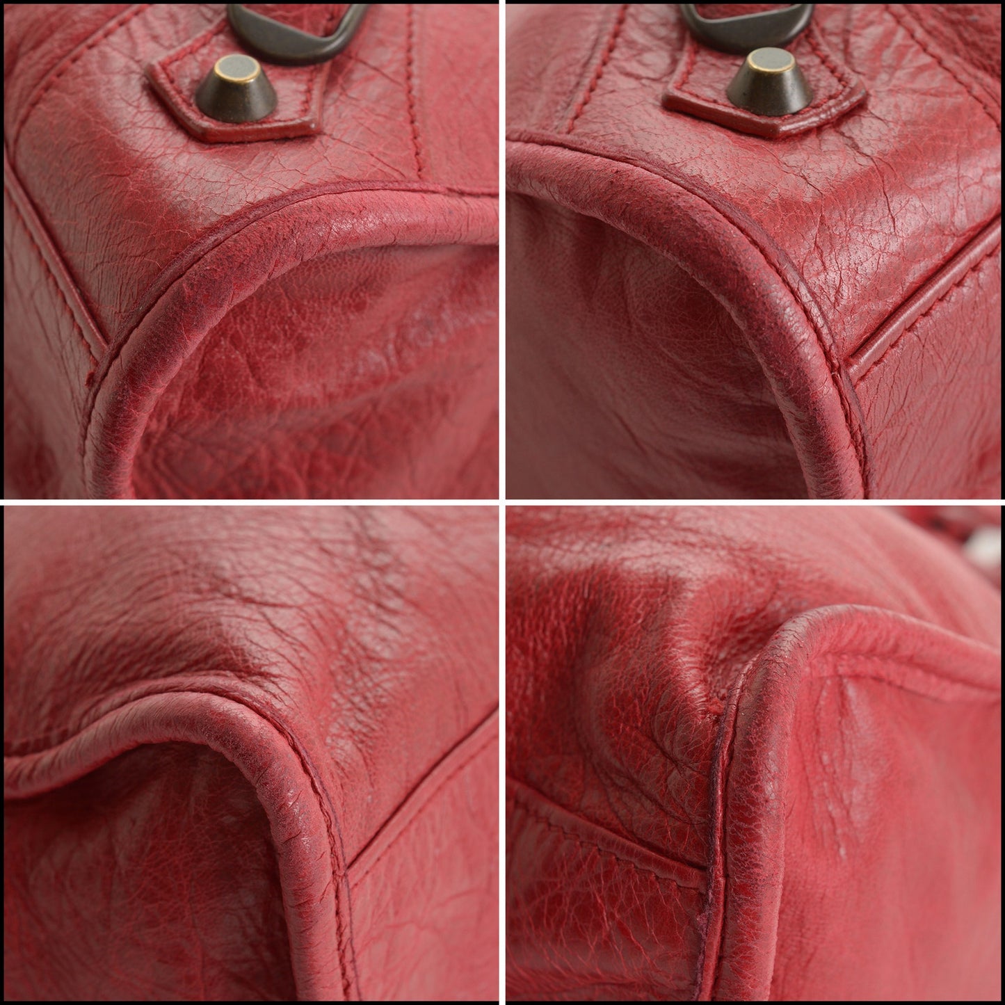RDC15576 BALENCIAGA '08 Ruby Red Leather Le City Medium bag