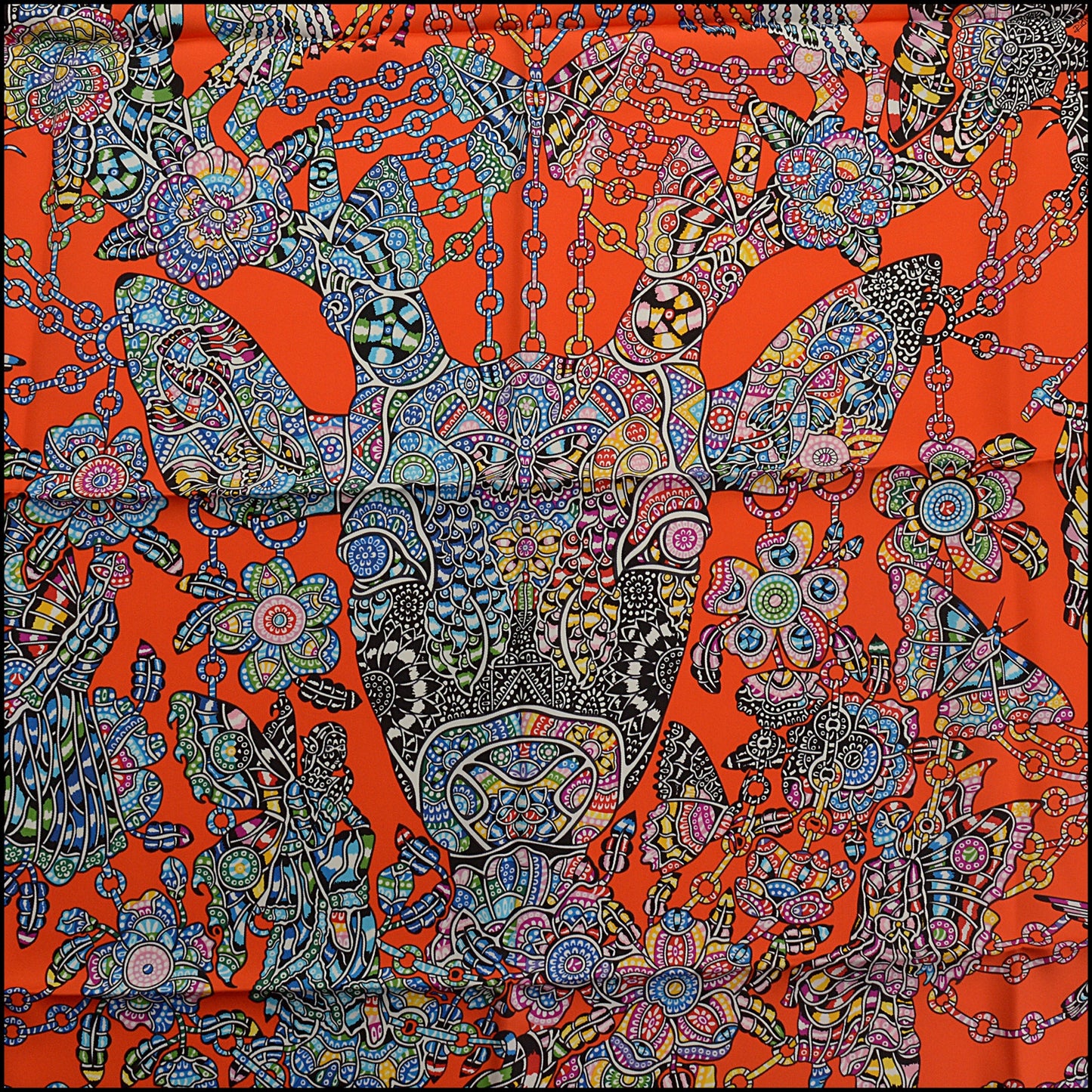 RDC15459 HERMES '20/21 Orange "La Legende de la Foret" Silk Scarf 90cm