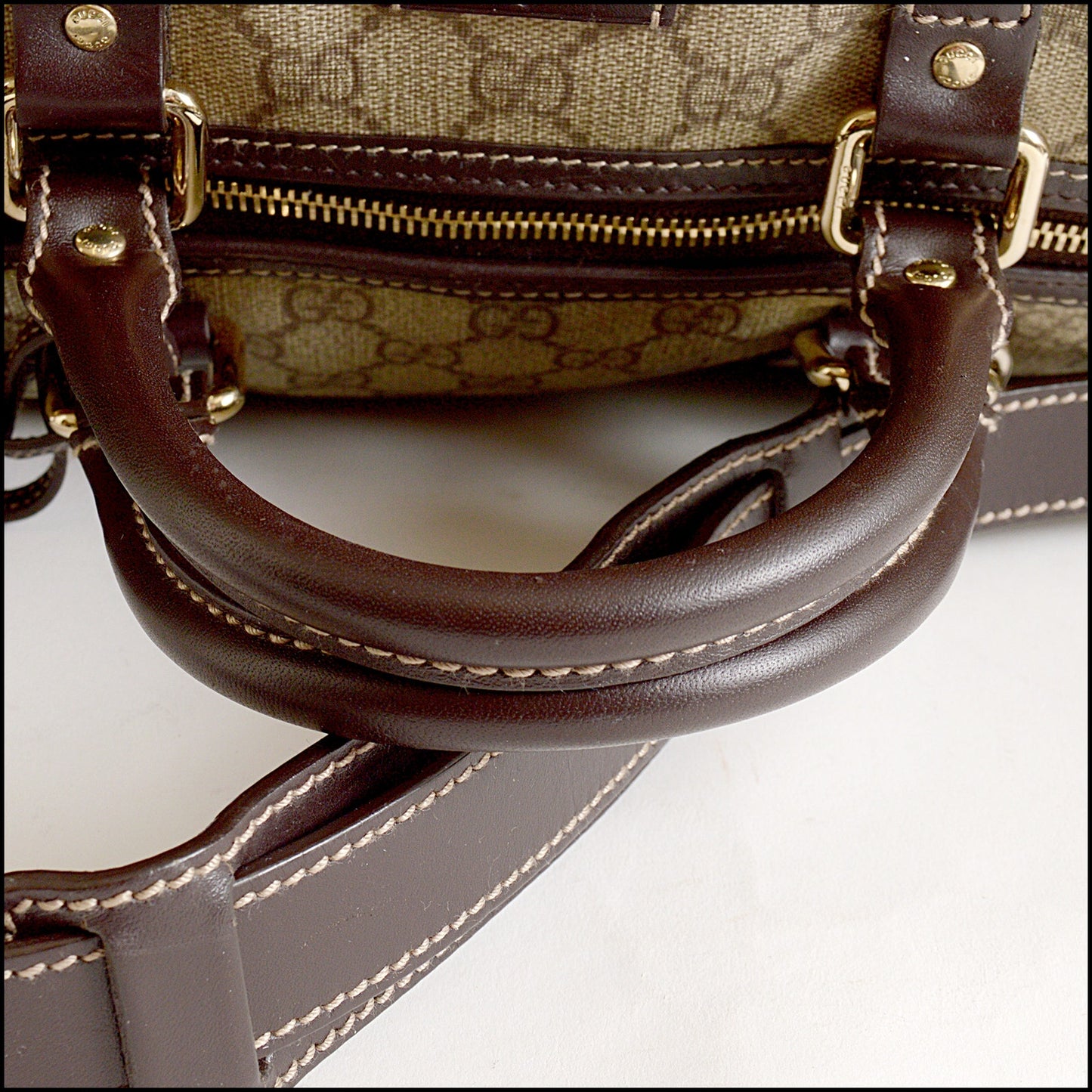 RDC15115 GUCCI GG Brown Supreme Canvas Duffle Carry-on Bag