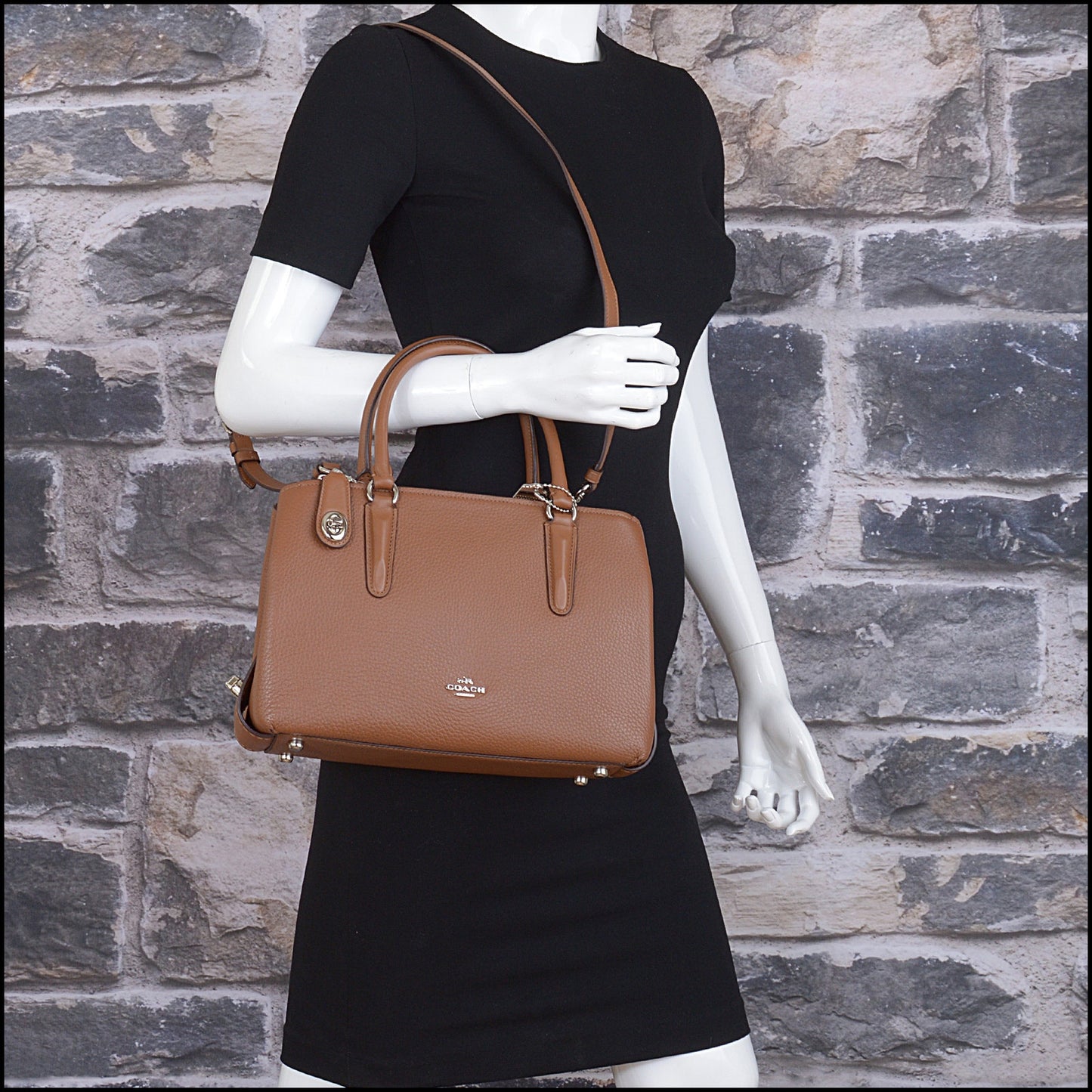 RDC15490 COACH Saddle Brown Pebbled Leather Brooklyn 28 Carryall