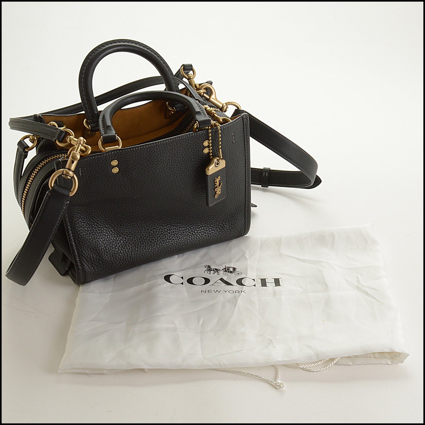 RDC15517 COACH Black Pebbled Leather Rogue 25 Bag
