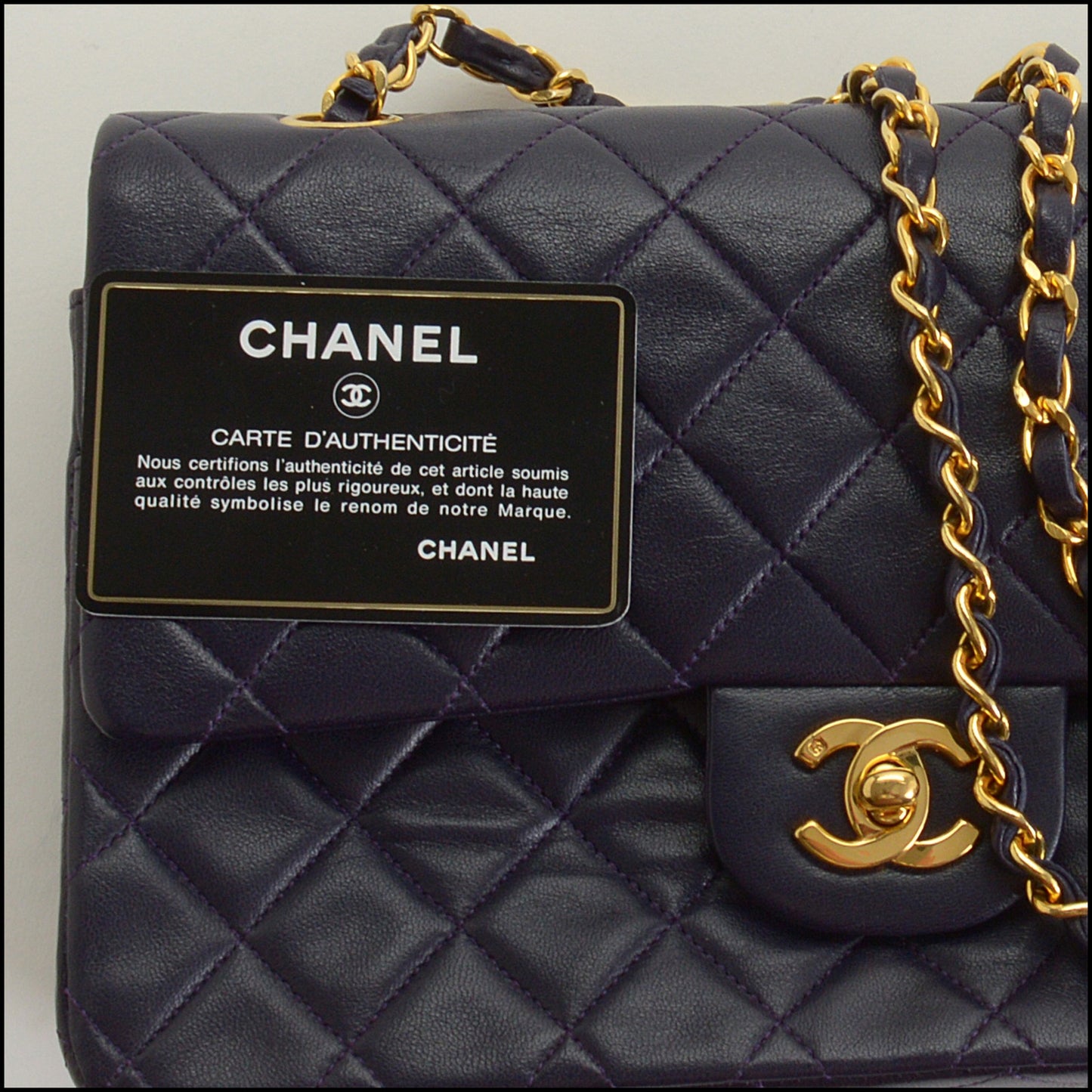 RDC14478 Chanel '89-'91 Eggplant Lambskin Classic Small Double Flap Bag