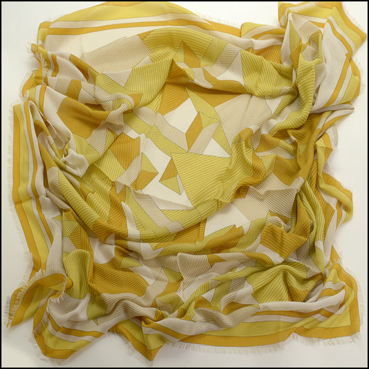 RDC15222 TIFFANY & CO. Yellow Giant T Silk and Cashmere Stole 140cm