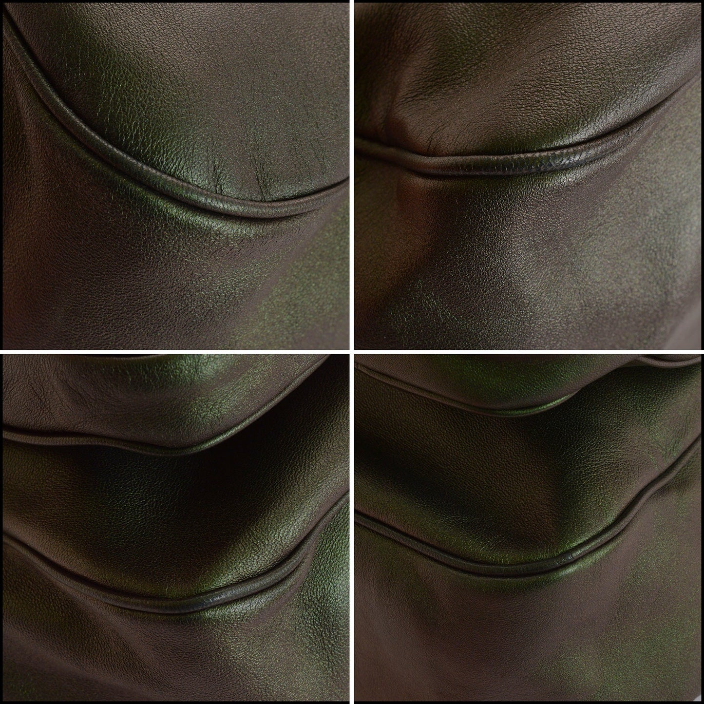RDC14492 Bottega Veneta Metallic Green Lambskin Double Pocket Bag