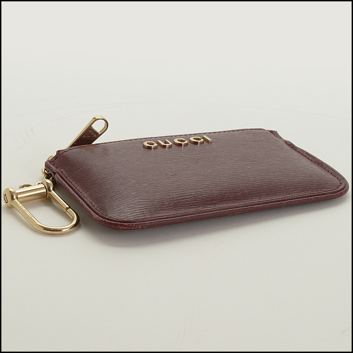 RDC15620 GUCCI Red Calfskin Script Key Pouch
