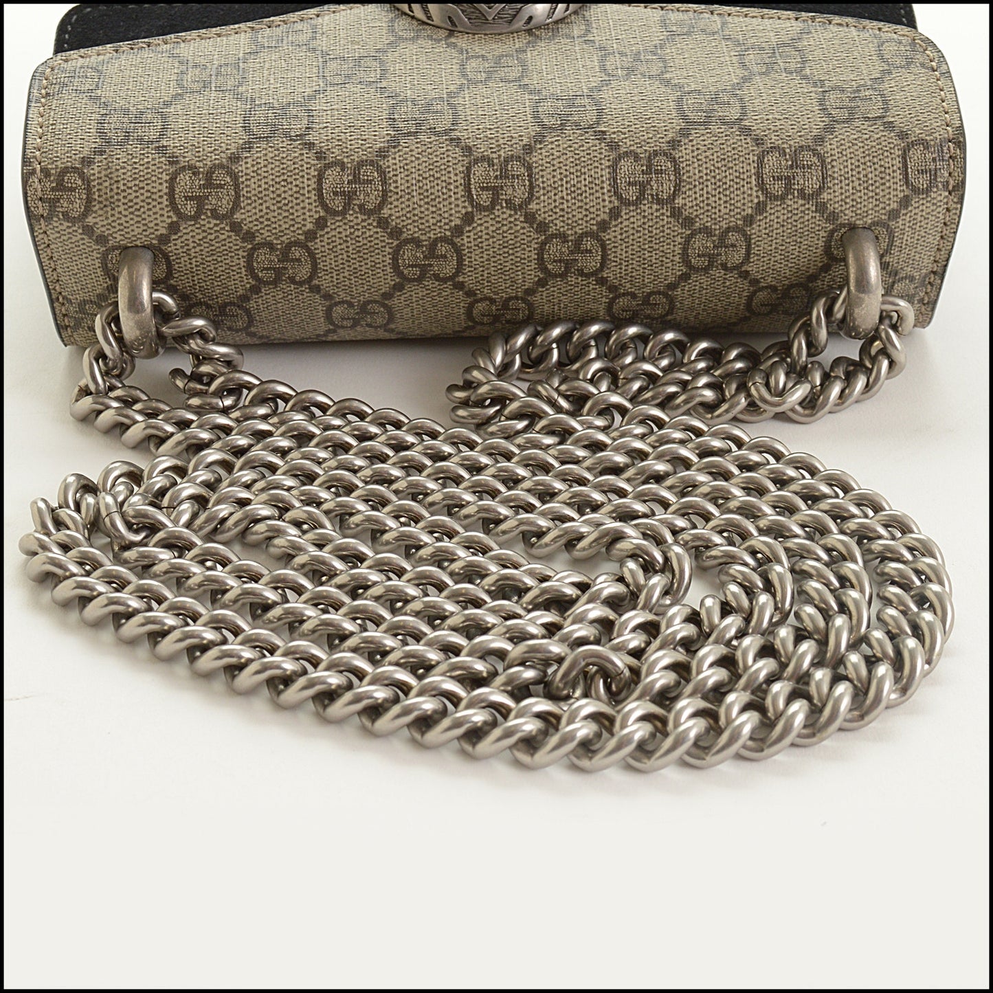 RDC15410 GUCCI Brown GG Supreme Canvas/Black Suede Dionysus Mini Bag