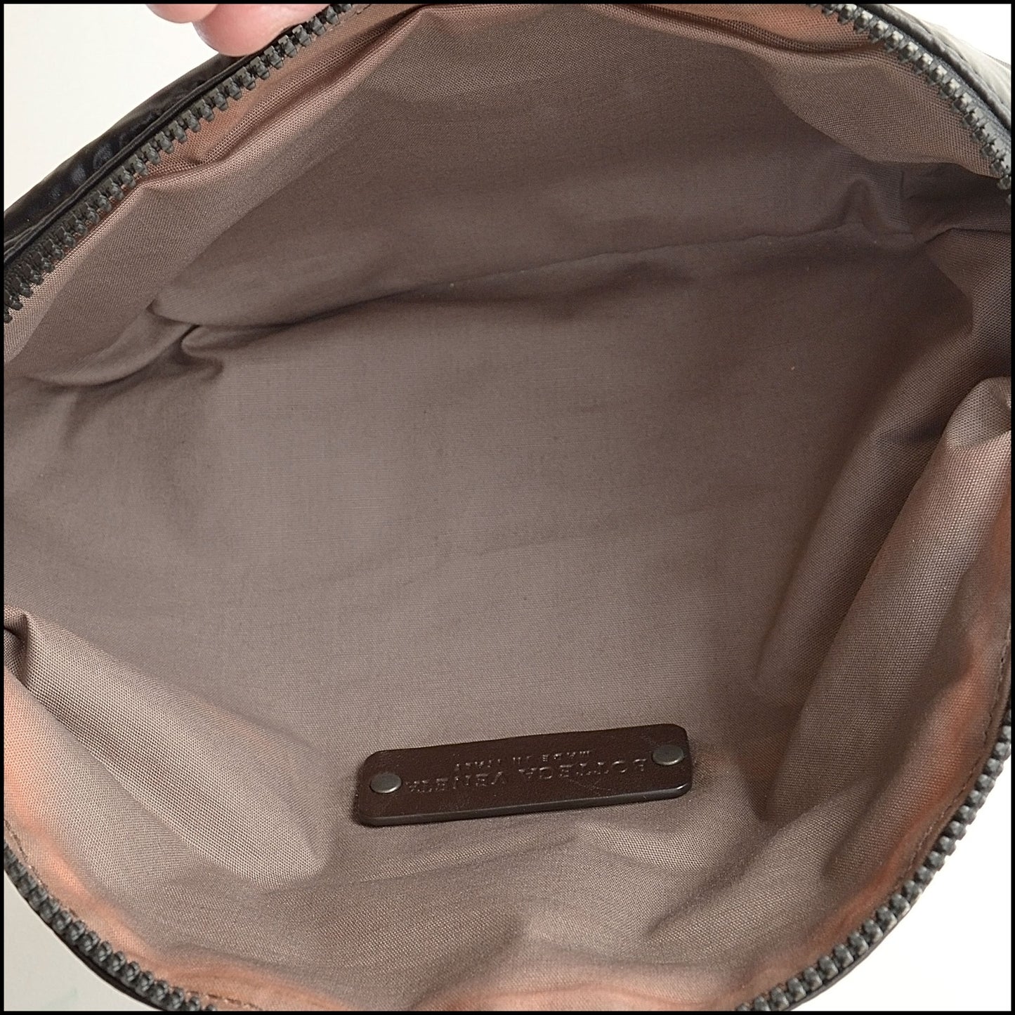 RDC14027 Authentic BOTTEGA VENETA Brown Leather & Black Nylon Fanny Pack