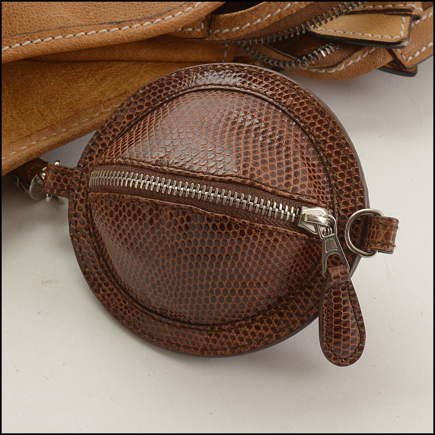 RDC15344 BALENCIAGA '04 Camelskin Aviator Helmet Bag with Lizard Planet Pouch