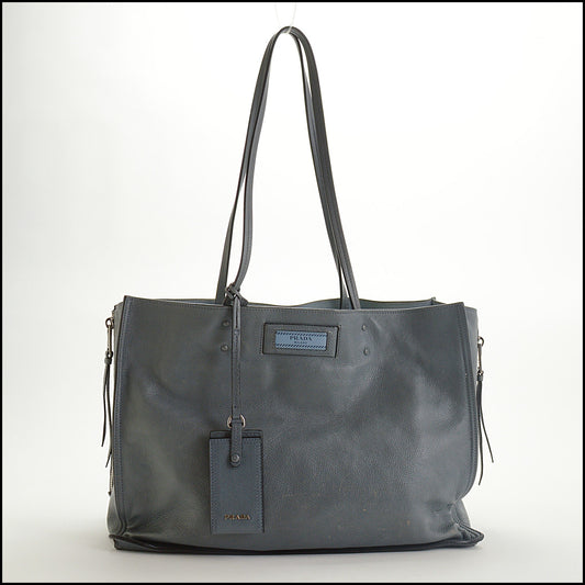 RDC15253 PRADA '17 Blue Marine/Astra Glace Etiquette Tote Bag