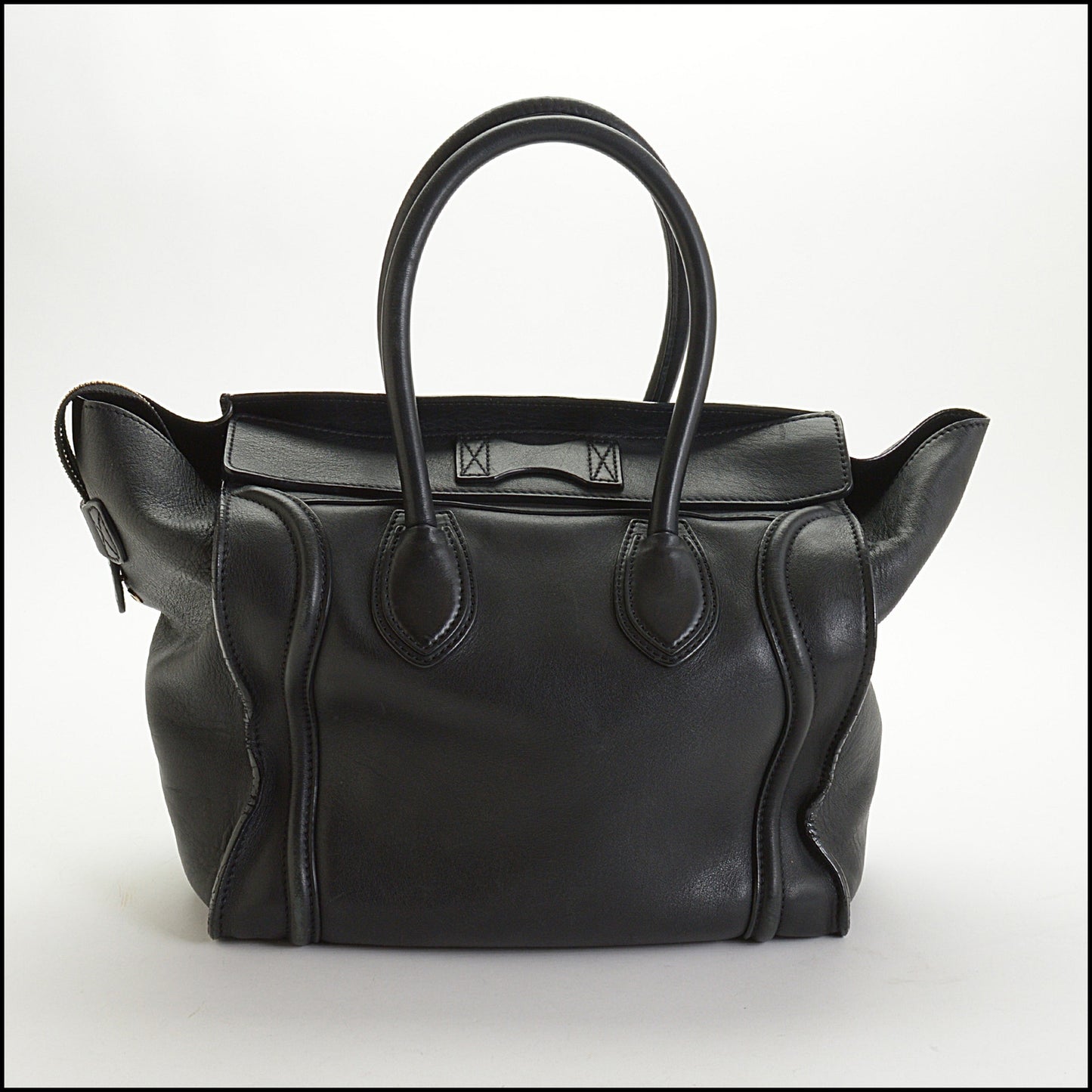 RDC14877 CELINE Black Leather Mini Luggage Tote Bag