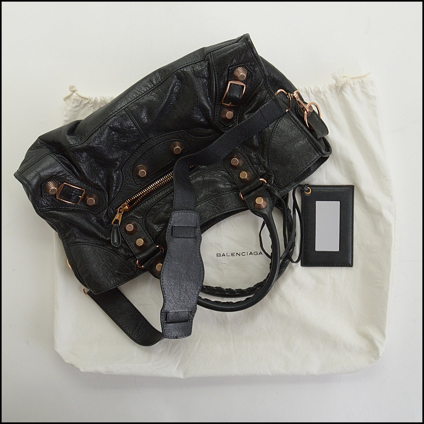 RDC14508 BALENCIAGA Black 21 Giant Rose Gold Hardware Part Time Bag