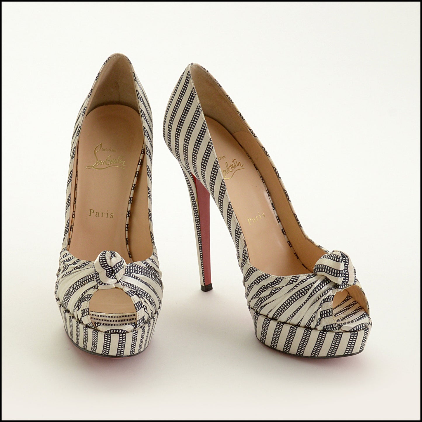 RDC15538 CHRISTIAN LOUBOUTIN Black/White Damas Greissimo Peeptoe Pump Size 41